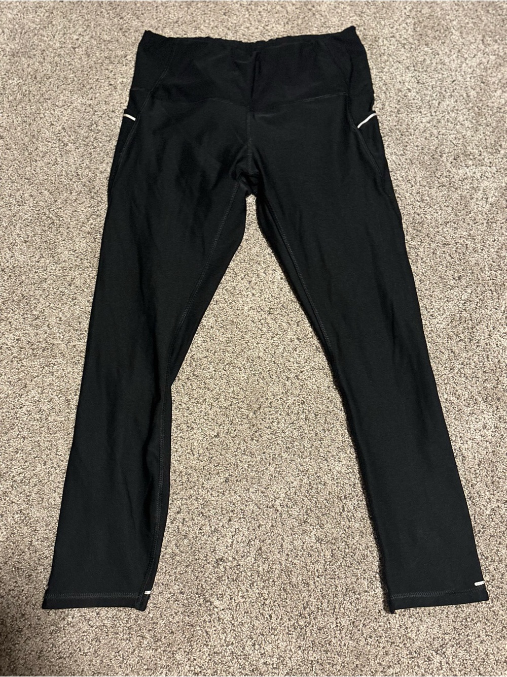 RBX Black Women's Athletic Leggings with Reflective Trim